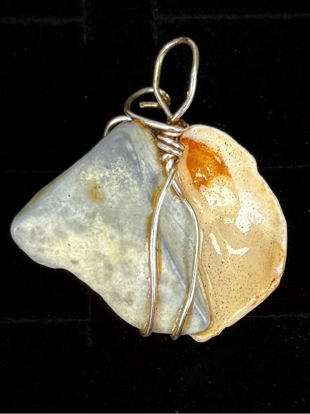 Artisan Goldtone Wire Wrapped Yellow Stone Accent Pendant